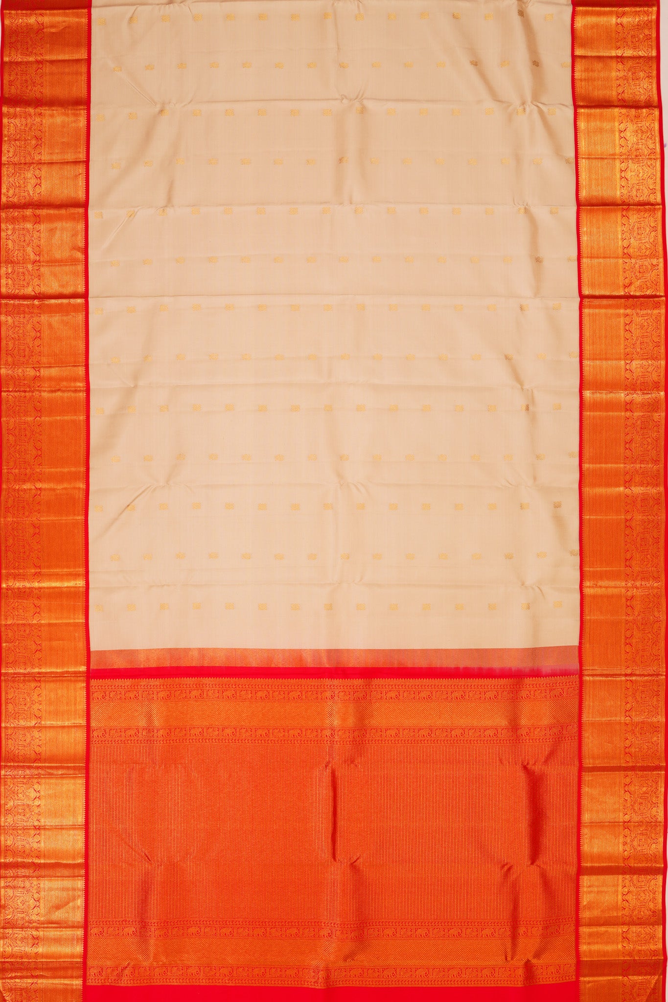 Taranga Kanchi Silk Butta Cream Saree