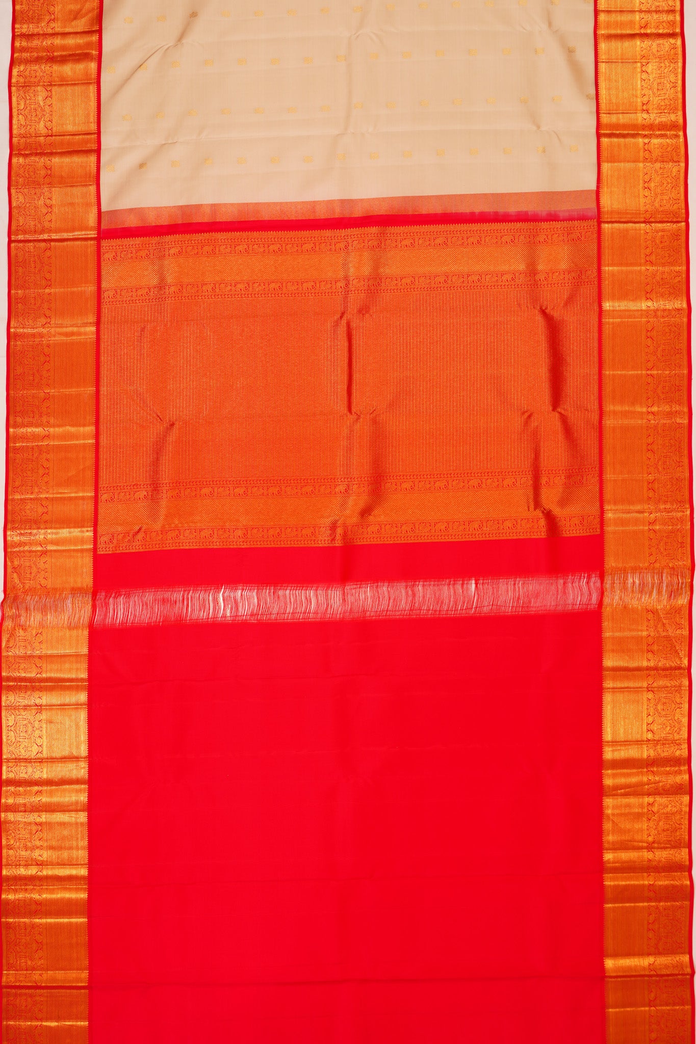 Taranga Kanchi Silk Butta Cream Saree