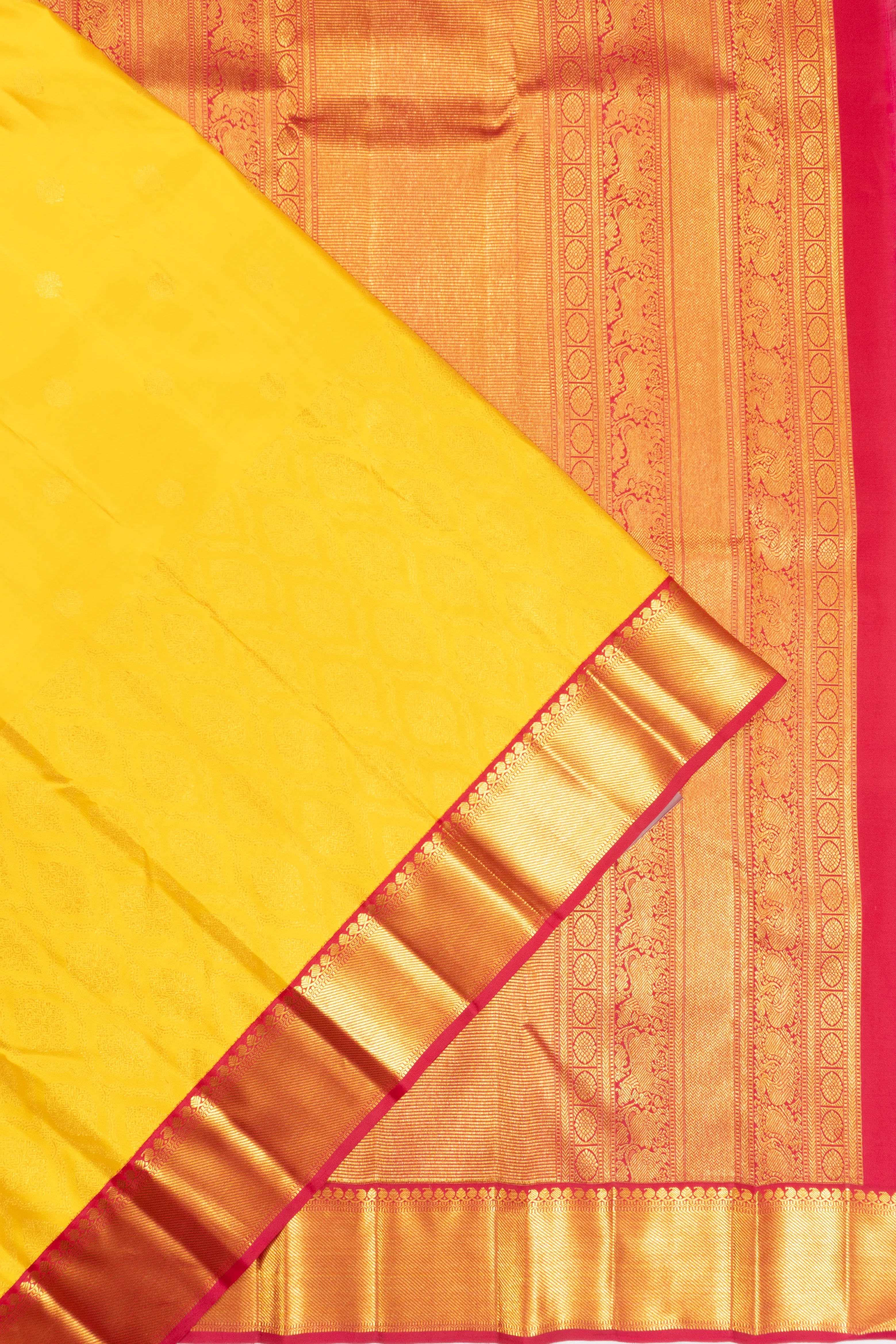 Kanchipuram Silk Butta Yellow Saree