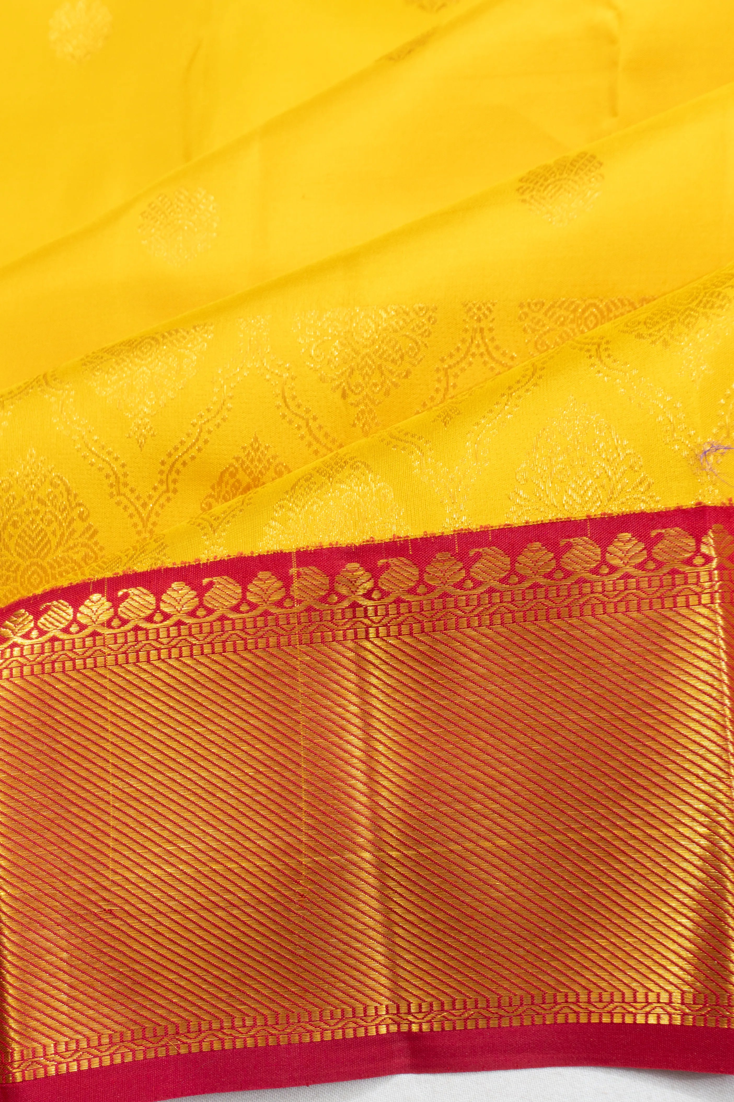 Kanchipuram Silk Butta Yellow Saree