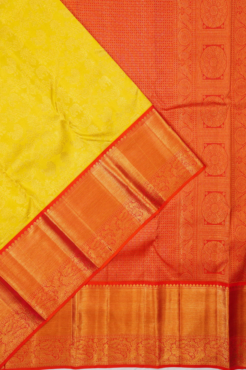 Taranga Kanchi Silk Brocade Yellow Saree