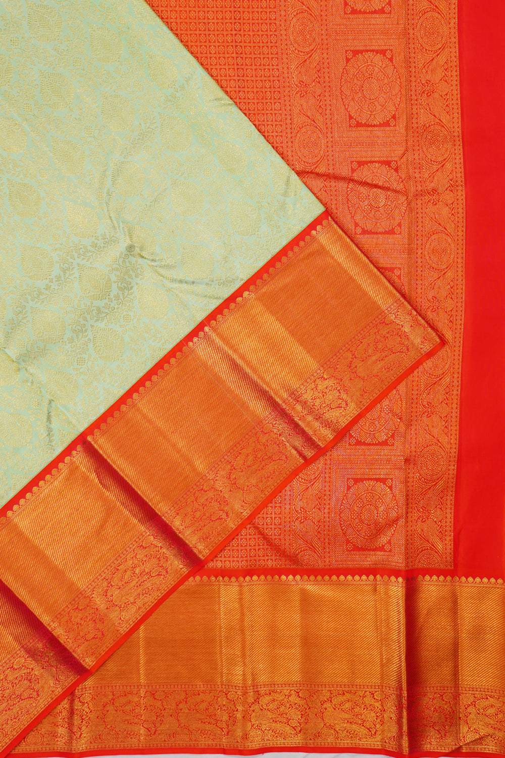 Taranga Kanchi Silk Brocade Pastel Green Saree