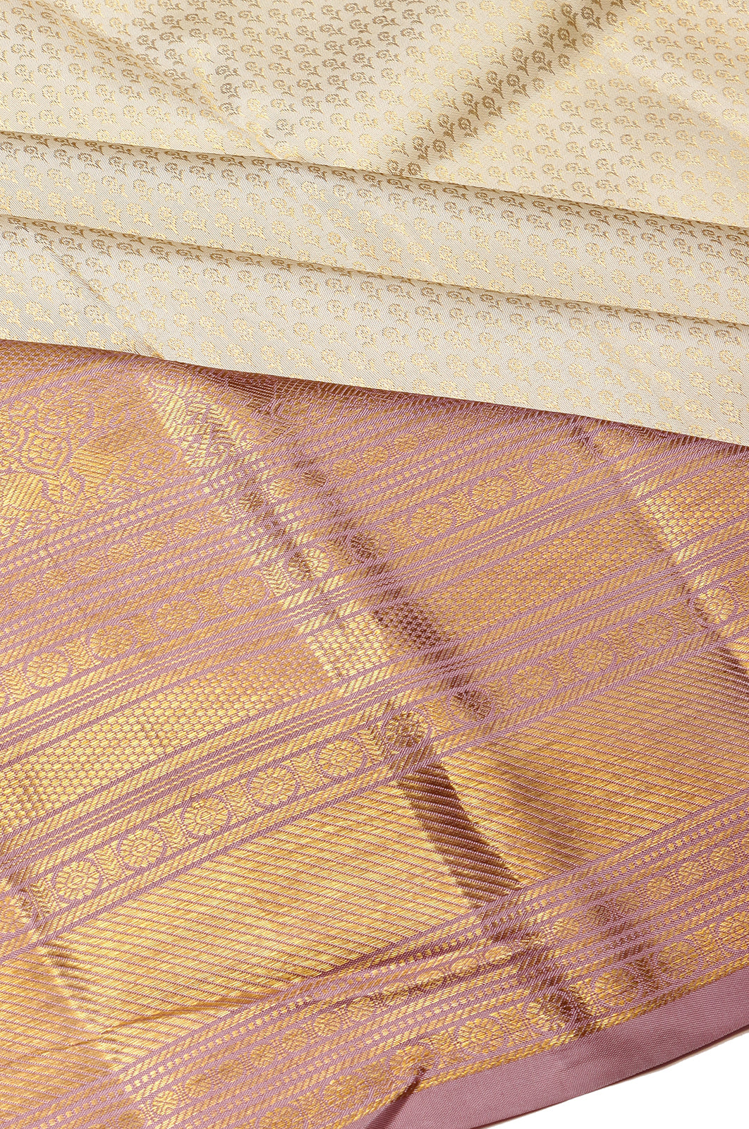 Kanchipuram Silk Brocade Off White Saree