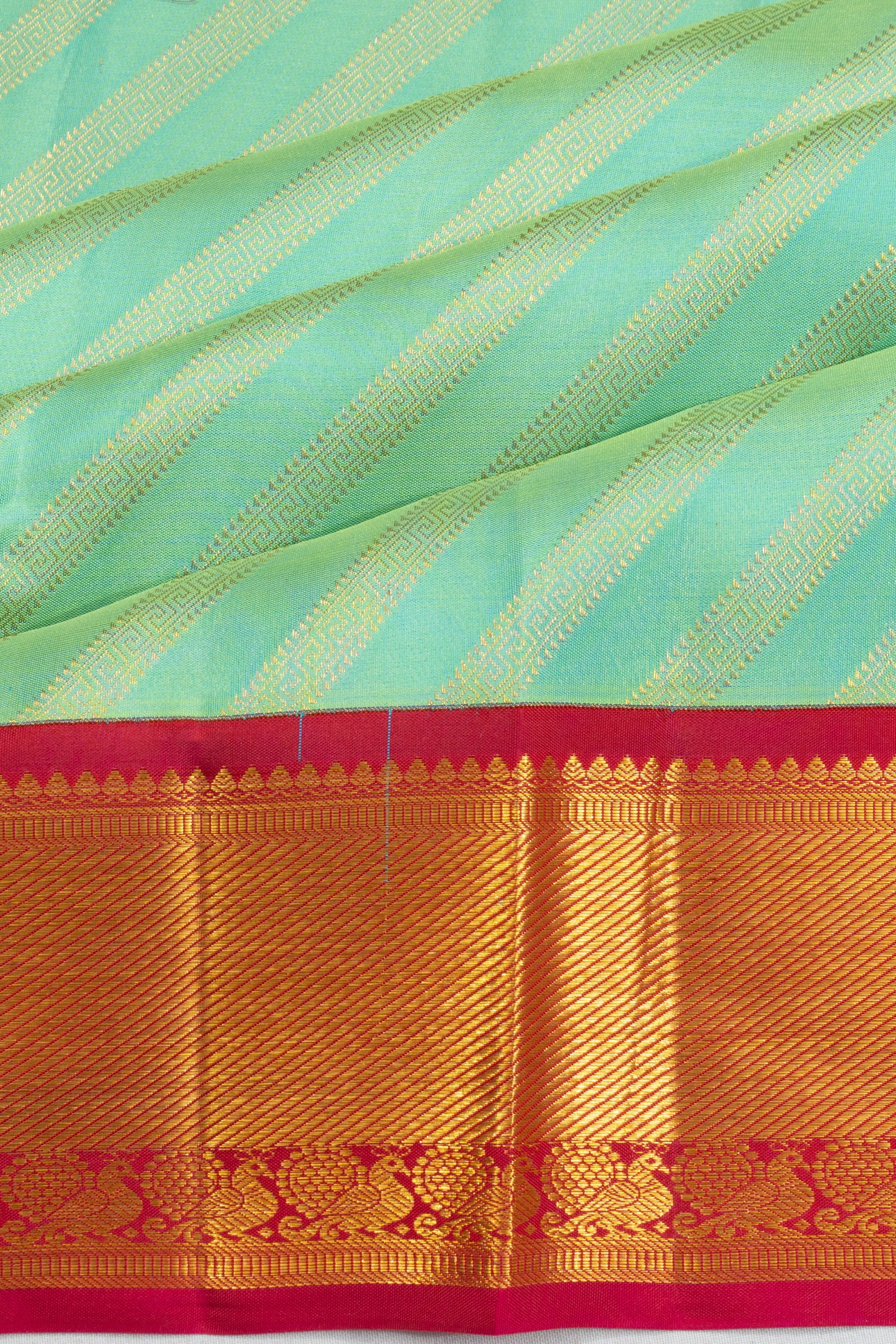 Kanchipuram Silk Brocade Sea Green Saree