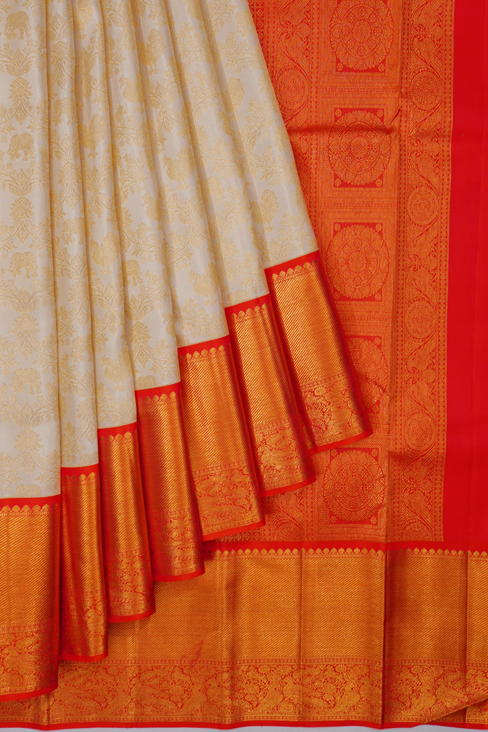 Taranga Kanchi Silk Brocade Off White Saree