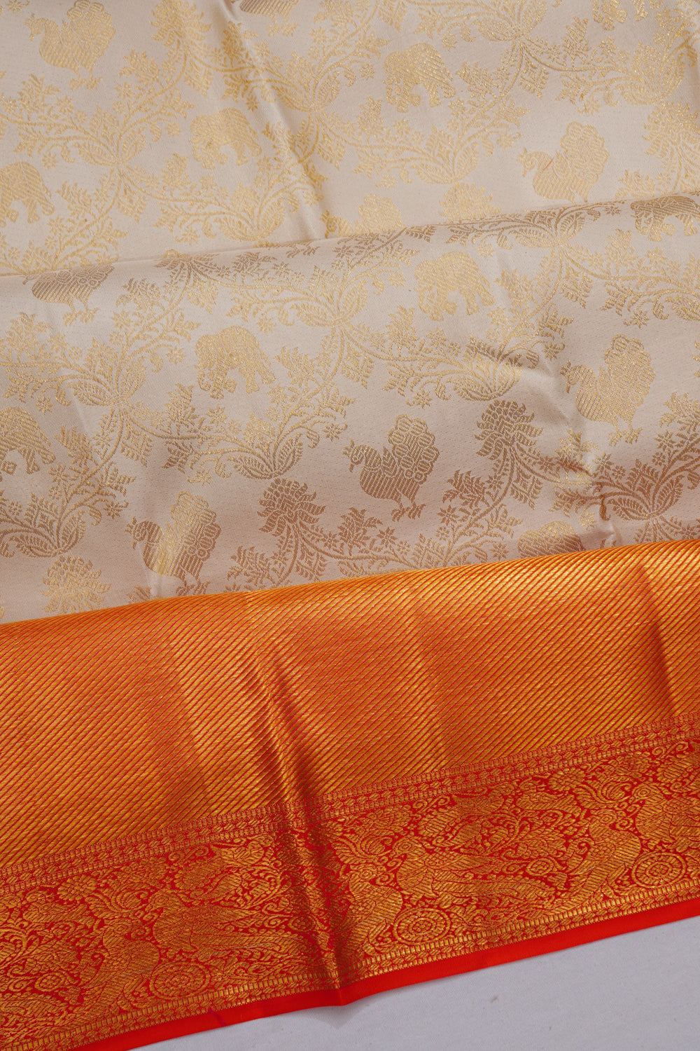 Taranga Kanchi Silk Brocade Off White Saree