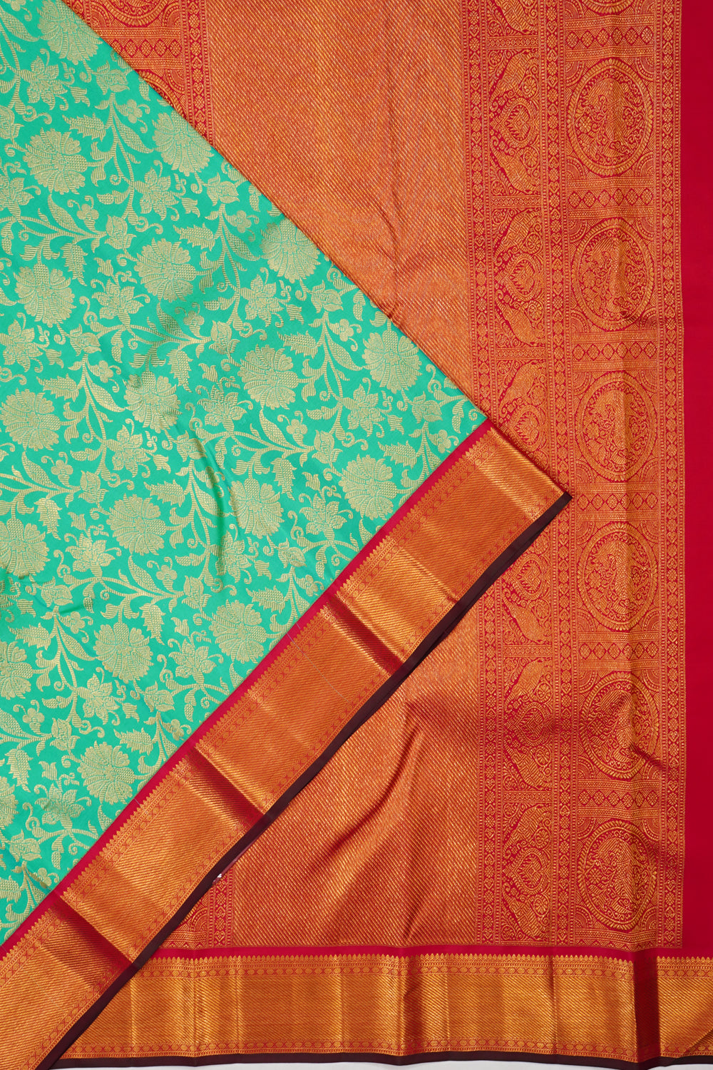 Taranga Kanchi Silk Brocade Sea Green Saree
