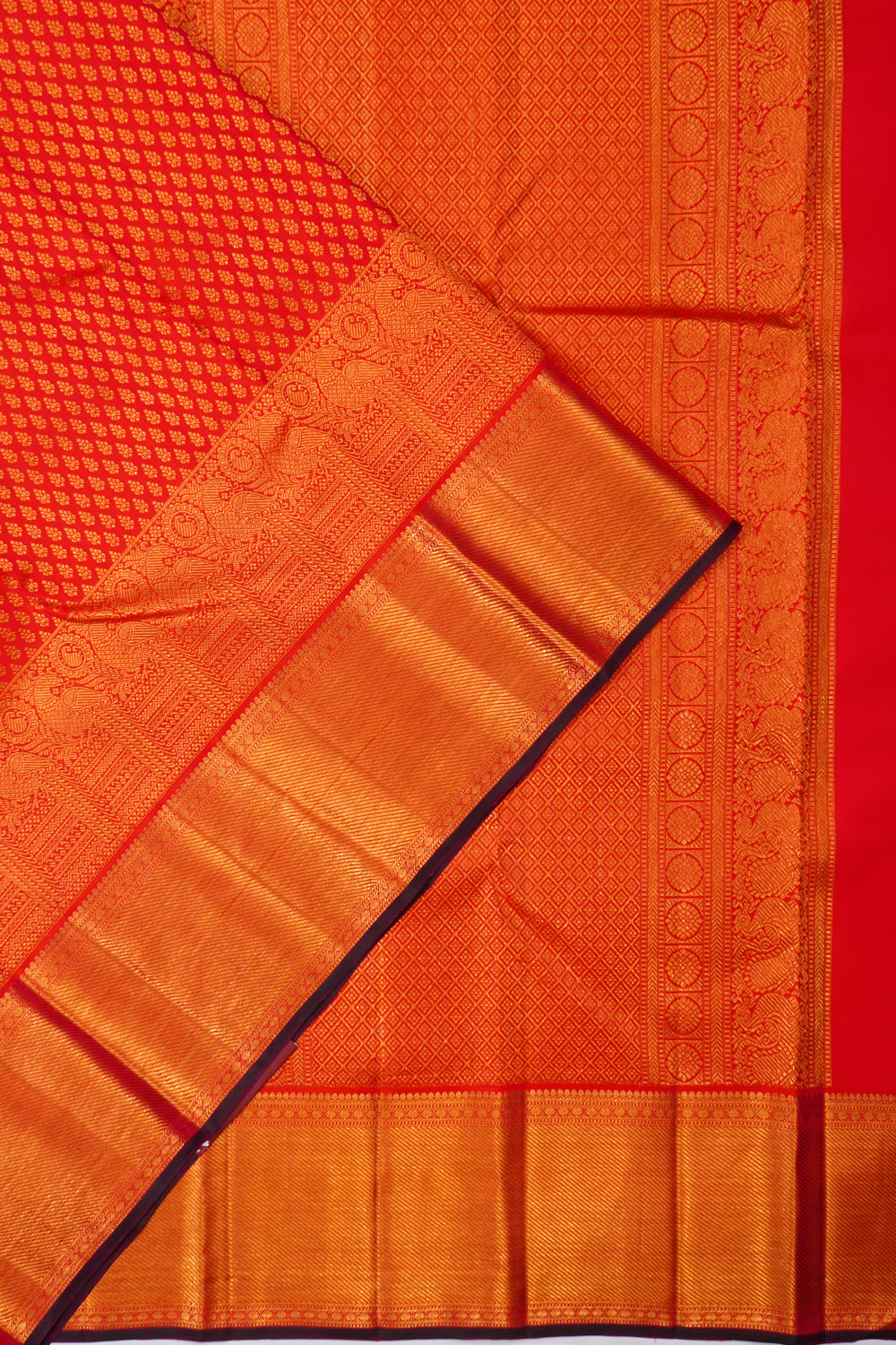 Taranga Kanchi Silk Brocade Red Saree