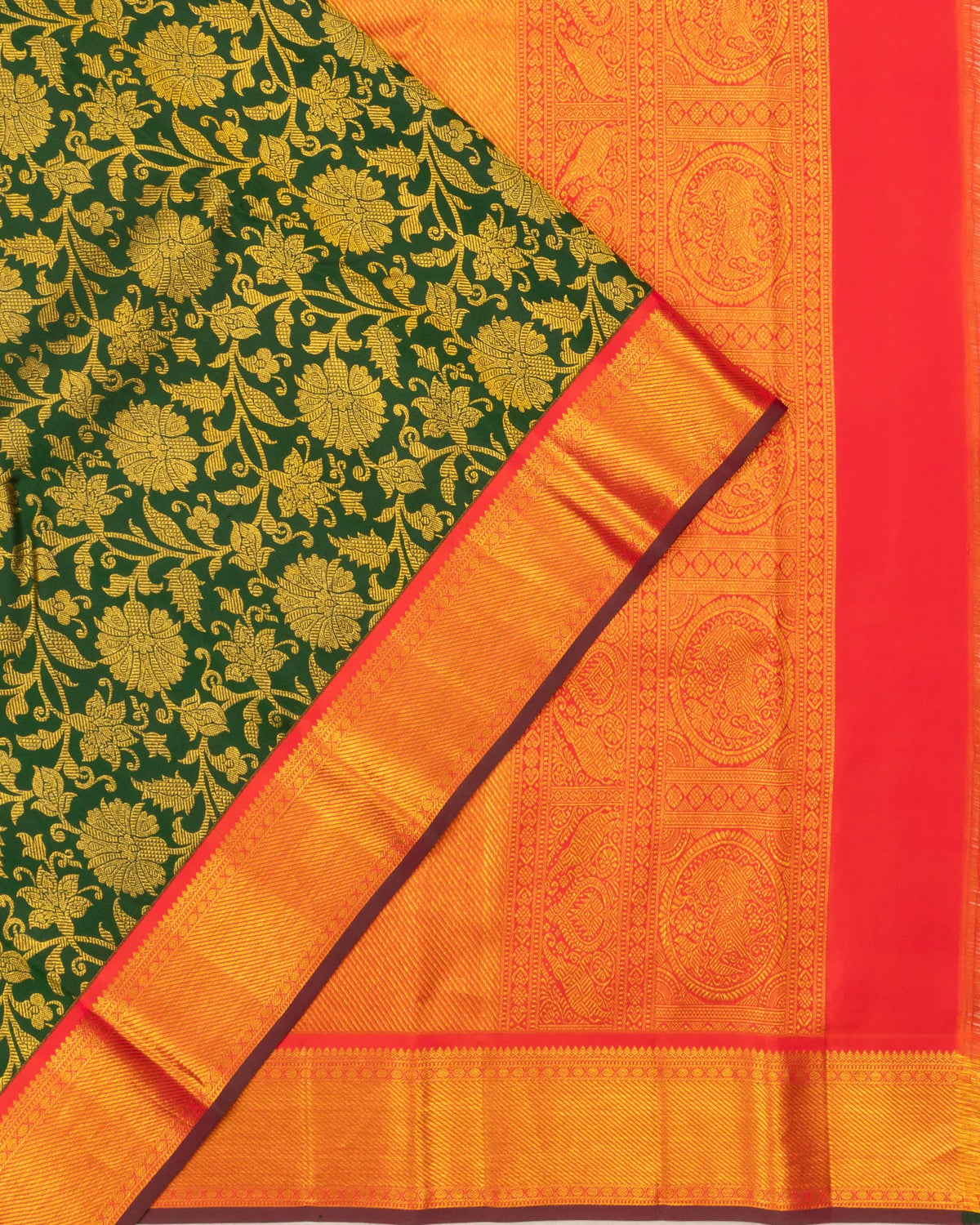 Kanchipuram Silk Jaal Green Saree