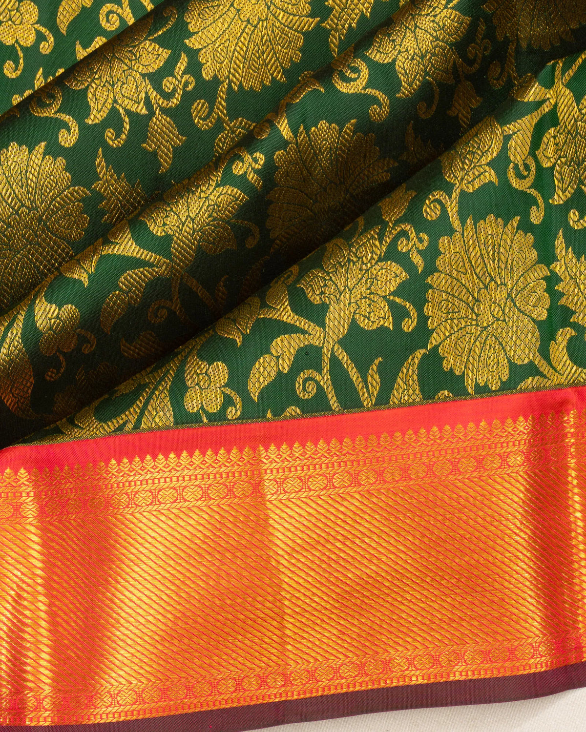 Kanchipuram Silk Jaal Green Saree