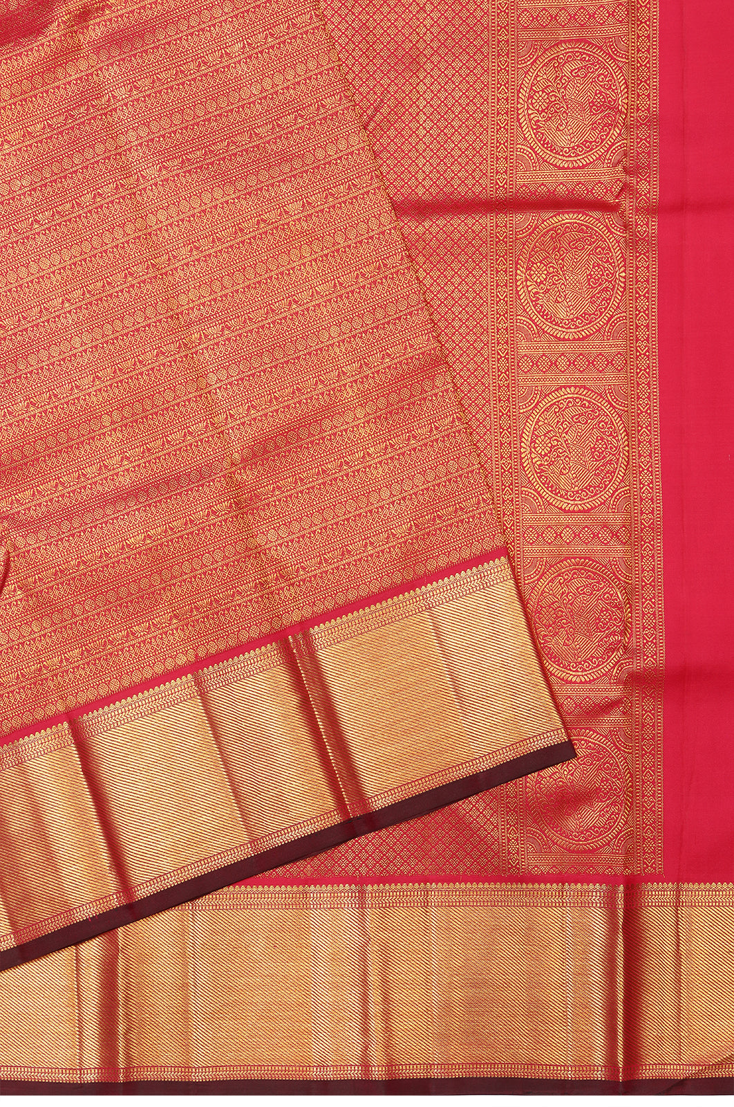 Taranga Kanchi Silk Brocade Red Saree