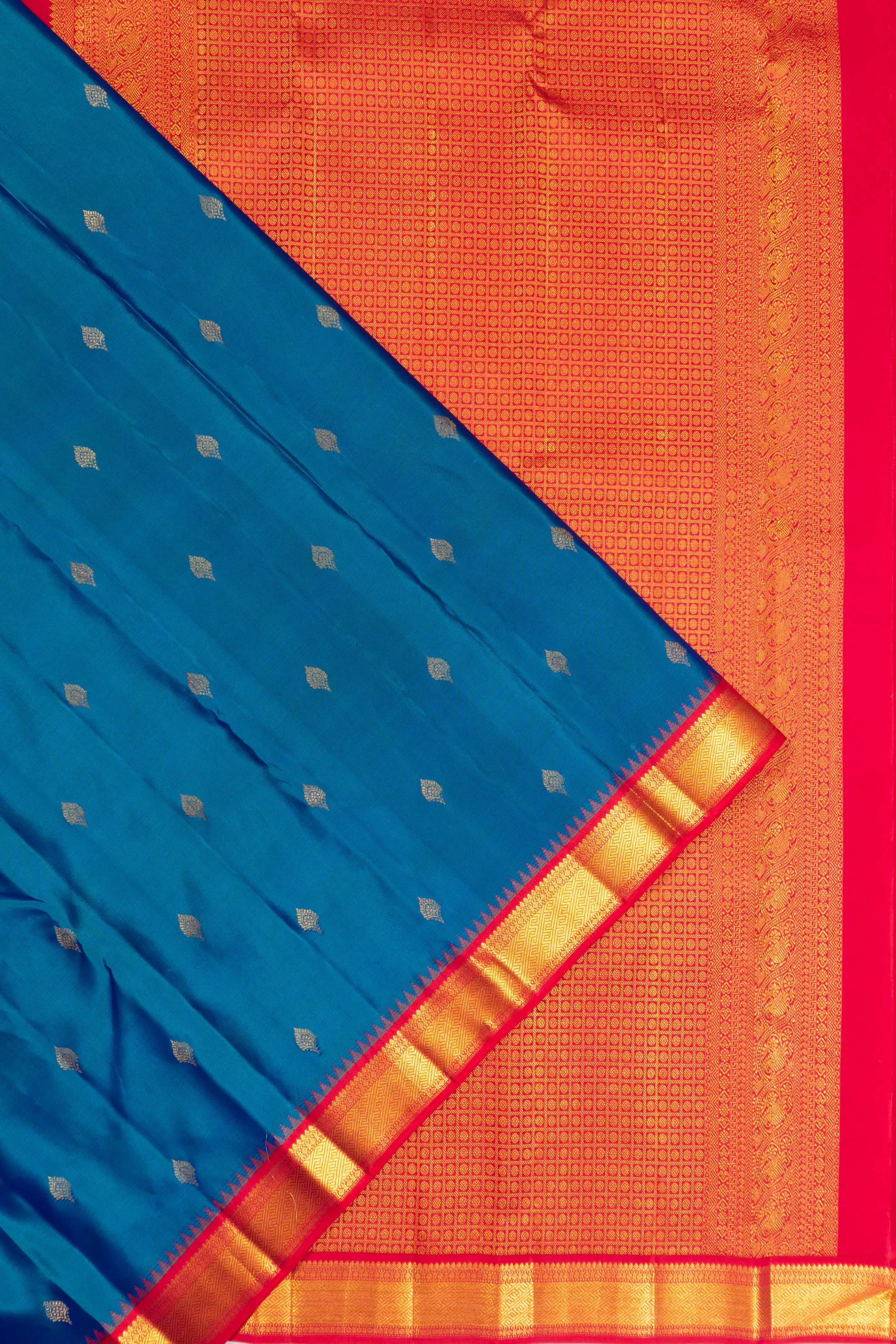 Kanchipuram Silk Butta Dark Blue Saree