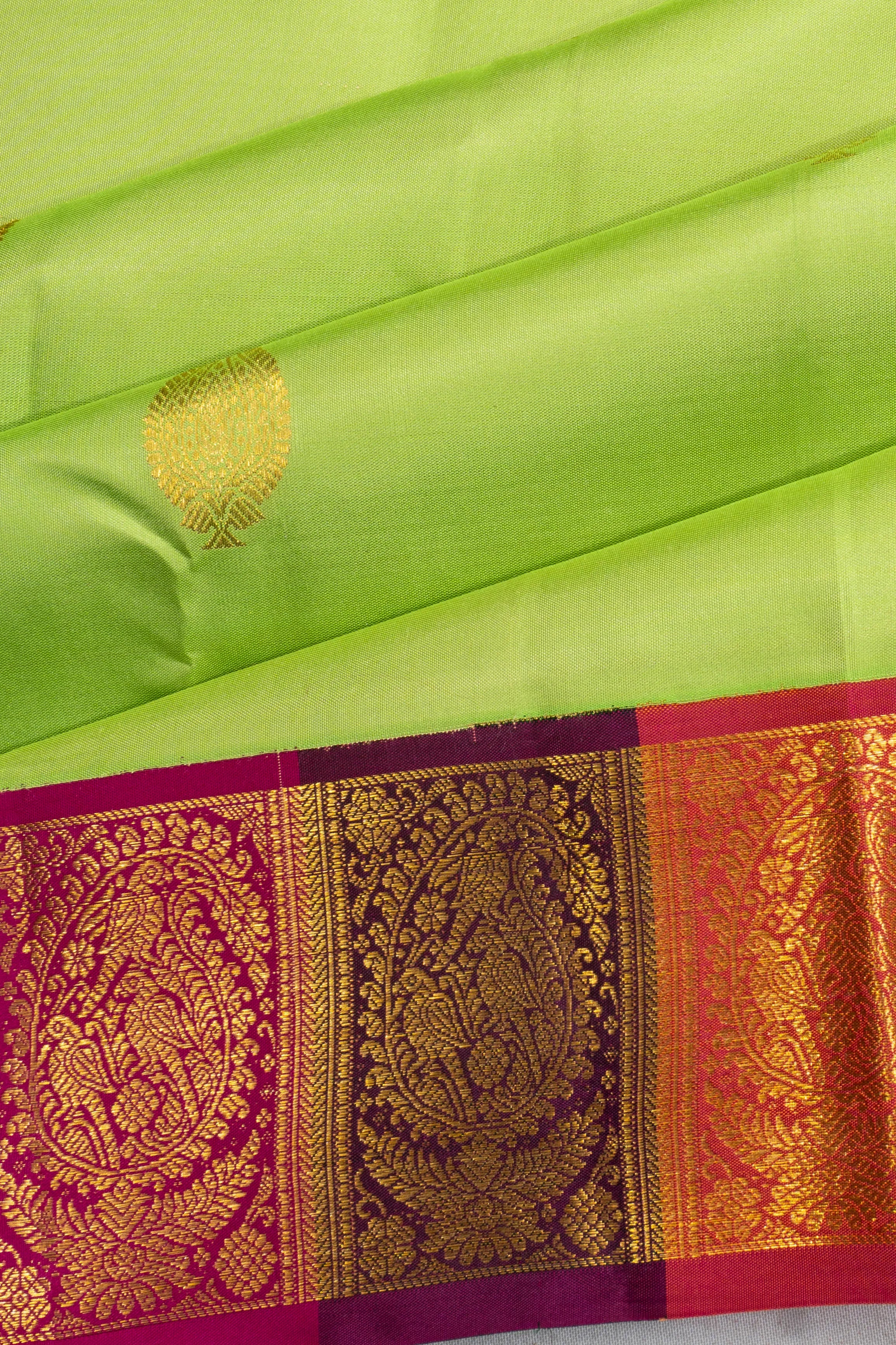 Classic Kanchipuram Silk Butta Parrot Green Saree