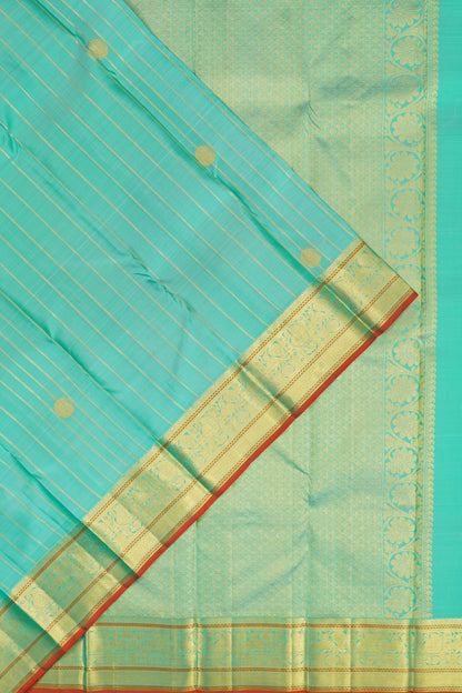Taranga Kanchi Silk Vertical Iines And Butta Sea Blue Saree