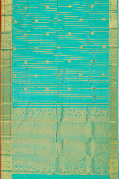 Taranga Kanchi Silk Vertical Iines And Butta Sea Blue Saree