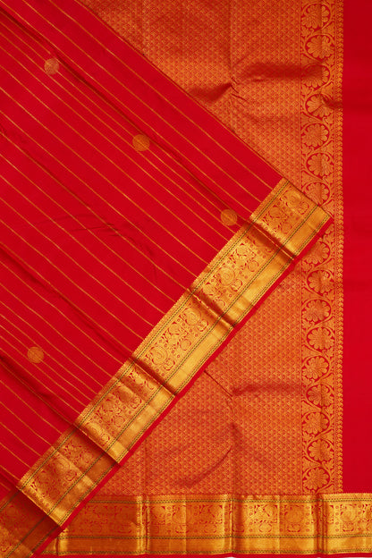 Taranga Kanchi Silk Vertical Iines And Butta Red Saree