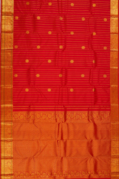 Taranga Kanchi Silk Vertical Iines And Butta Red Saree