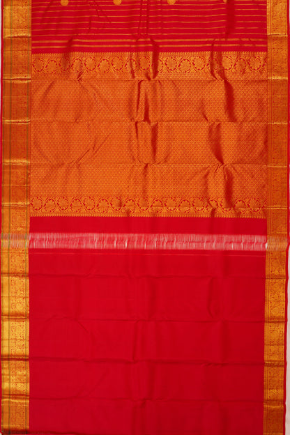 Taranga Kanchi Silk Vertical Iines And Butta Red Saree