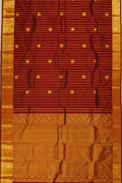 Taranga Kanchi Silk Vertical Iines And Butta Brown Saree