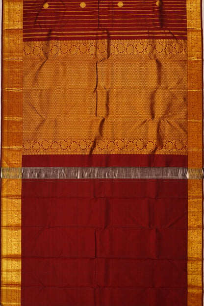 Taranga Kanchi Silk Vertical Iines And Butta Brown Saree