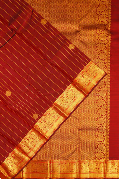 Taranga Kanchi Silk Vertical Iines And Butta Red Saree
