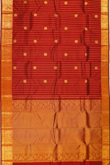 Taranga Kanchi Silk Vertical Iines And Butta Red Saree