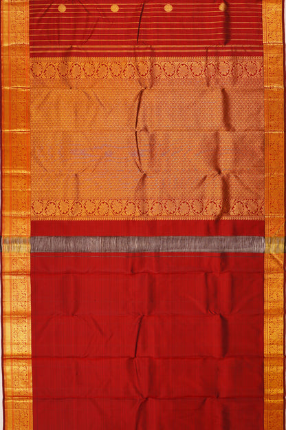 Taranga Kanchi Silk Vertical Iines And Butta Red Saree