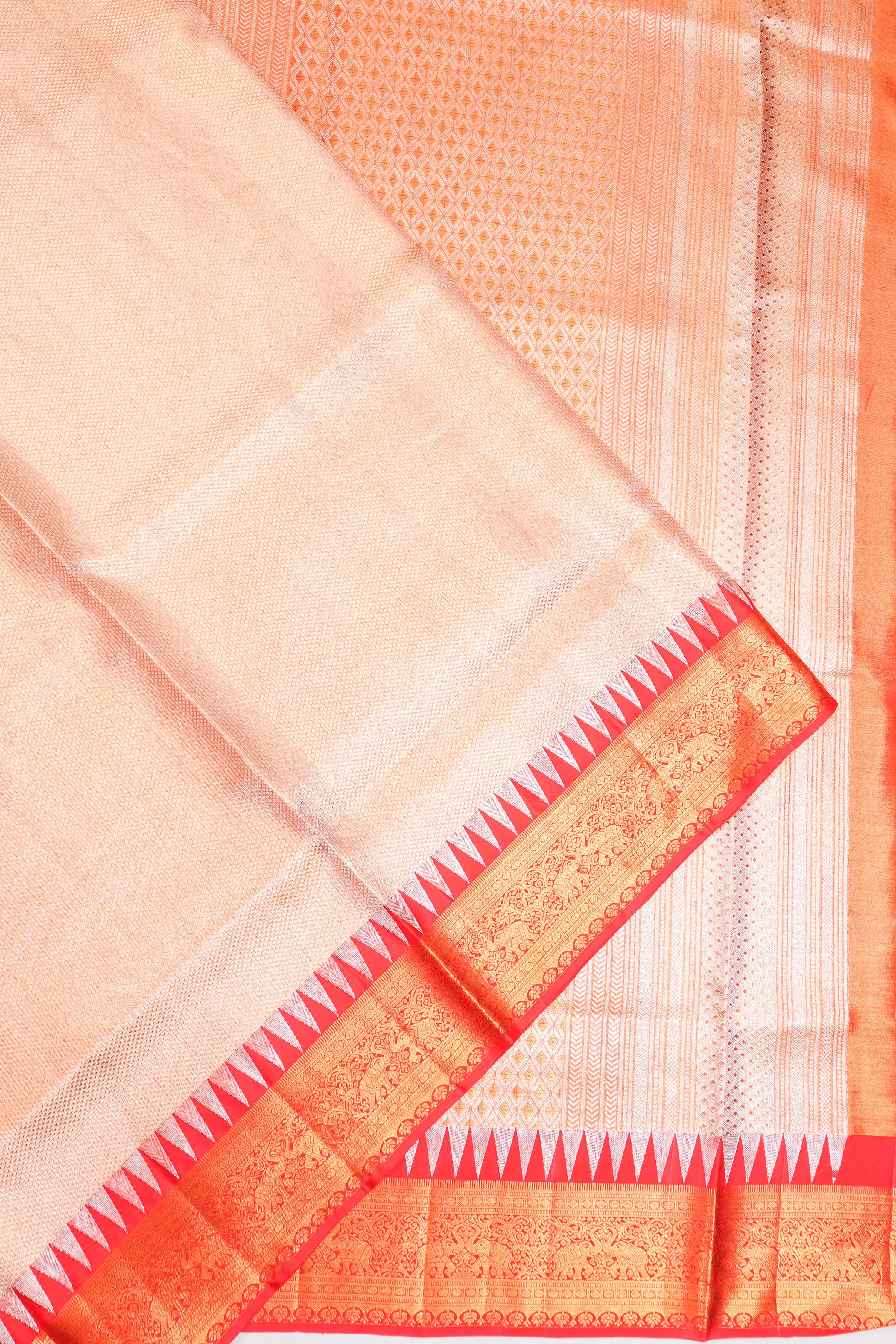 Taranga Kanchi Silk Tissue Brocade Peach Saree