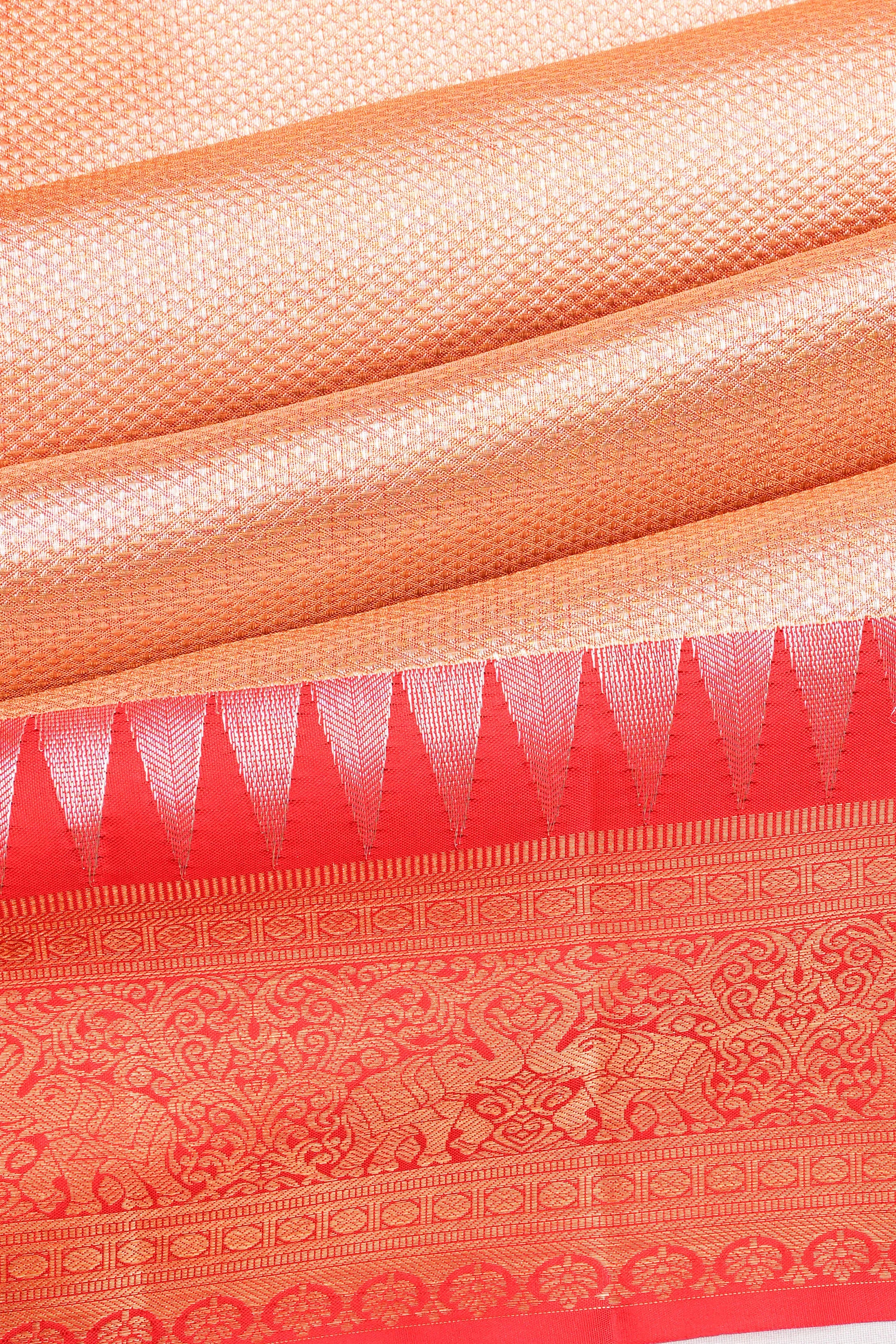 Taranga Kanchi Silk Tissue Brocade Peach Saree