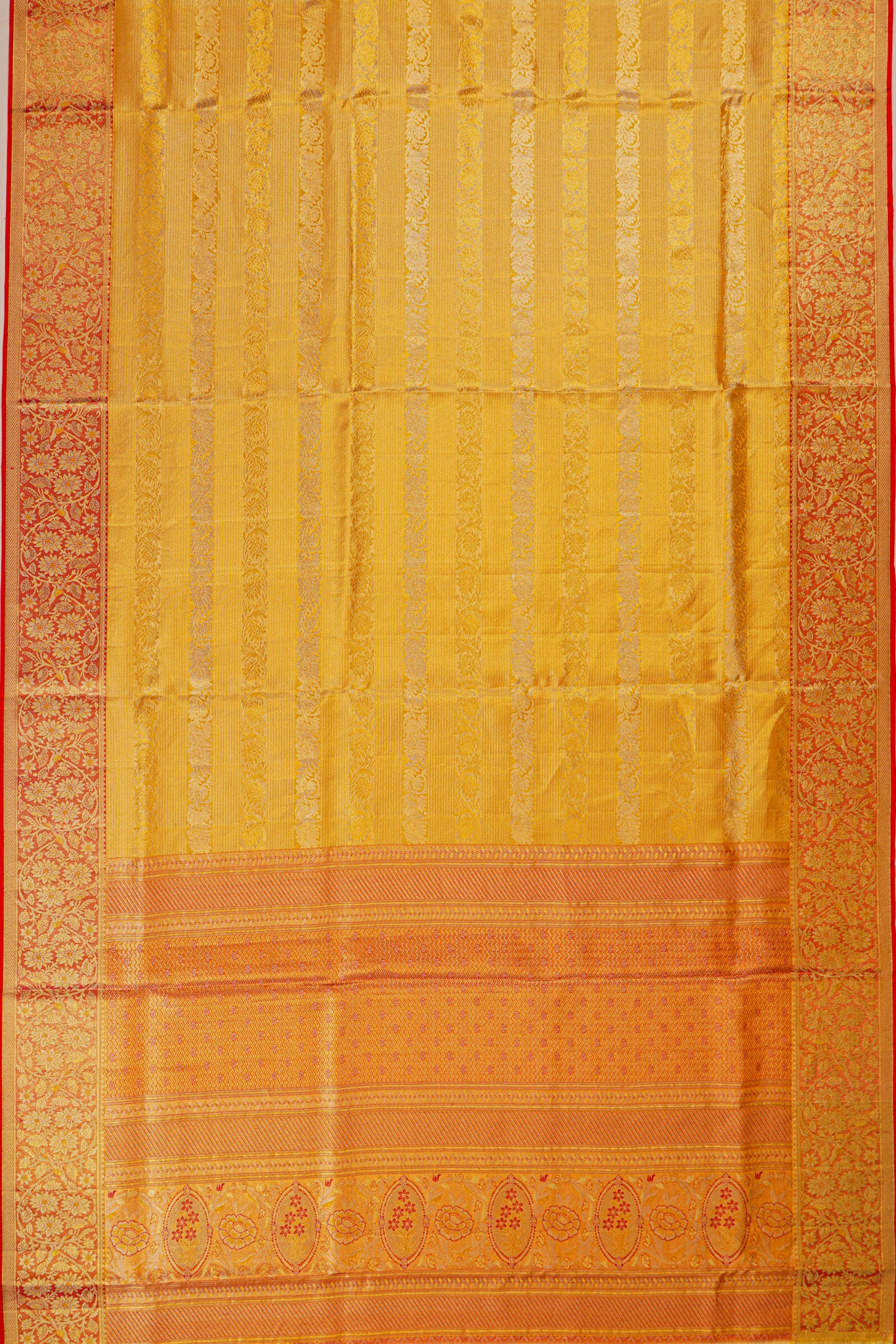 Kanchipuram Silk Tissue Brocade Gold Saree