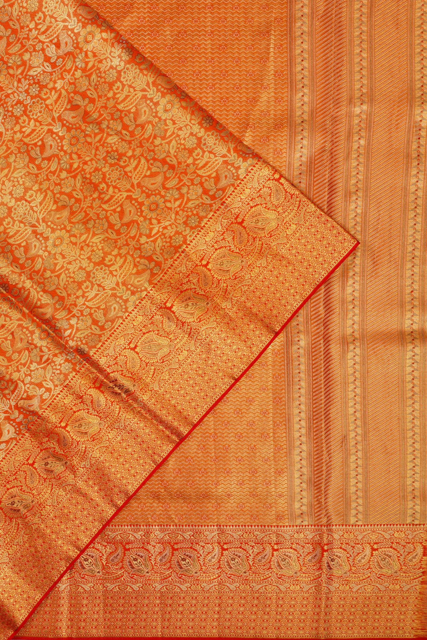 Kanchipuram Silk Tissue Brocade Red Saree