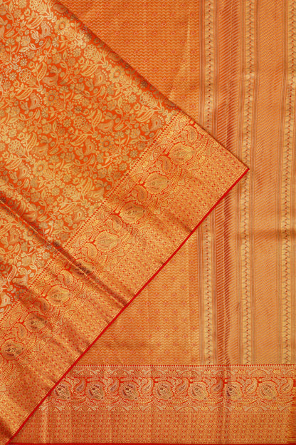 Kanchipuram Silk Tissue Brocade Red Saree