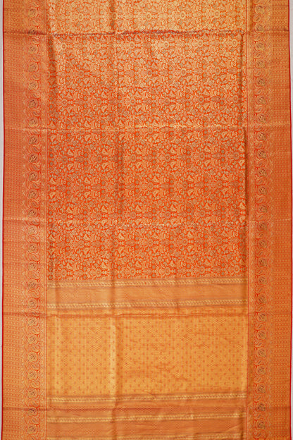 Kanchipuram Silk Tissue Brocade Red Saree