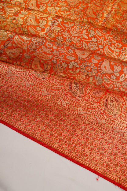 Kanchipuram Silk Tissue Brocade Red Saree