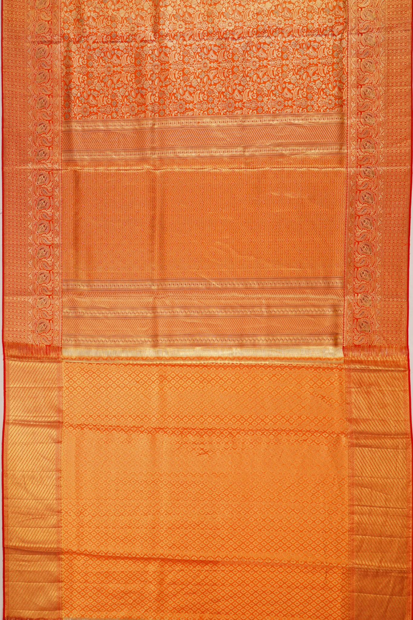 Kanchipuram Silk Tissue Brocade Red Saree