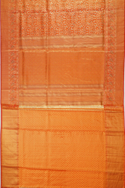 Kanchipuram Silk Tissue Brocade Red Saree