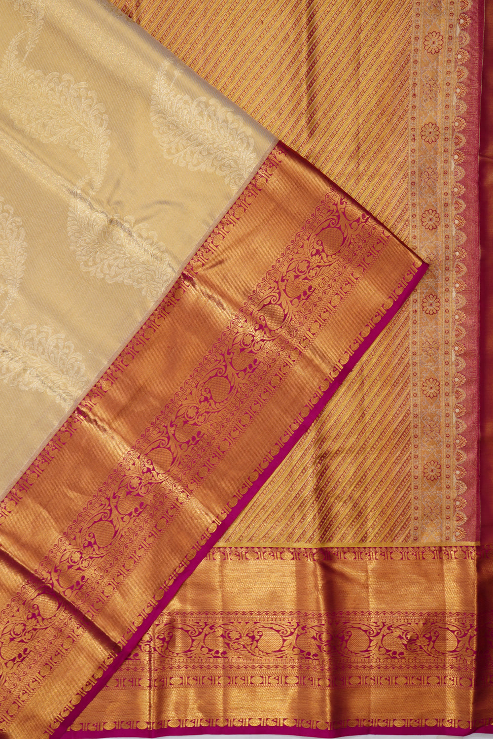 Taranga Kanchi Silk Tissue Brocade Gold Saree