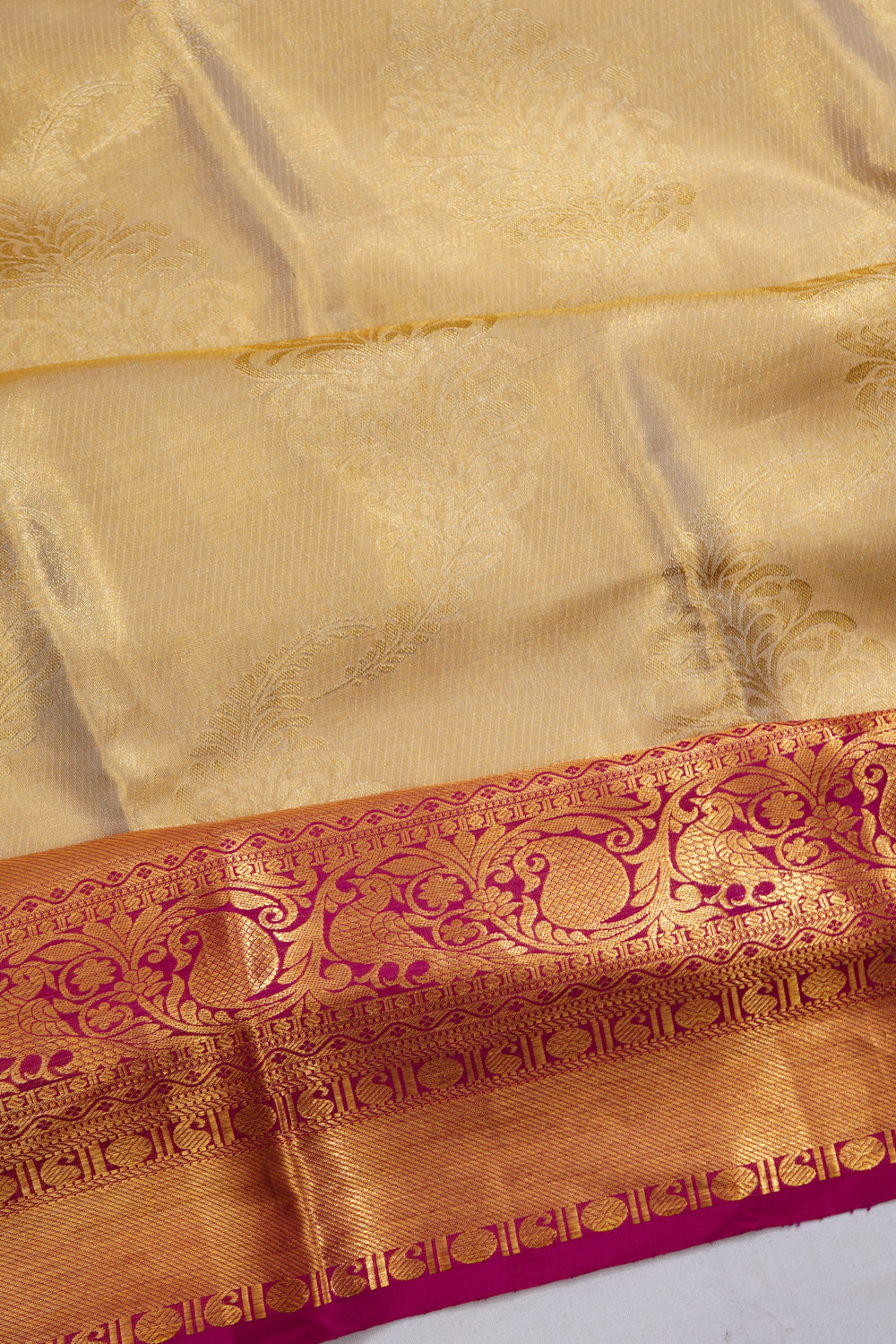 Taranga Kanchi Silk Tissue Brocade Gold Saree