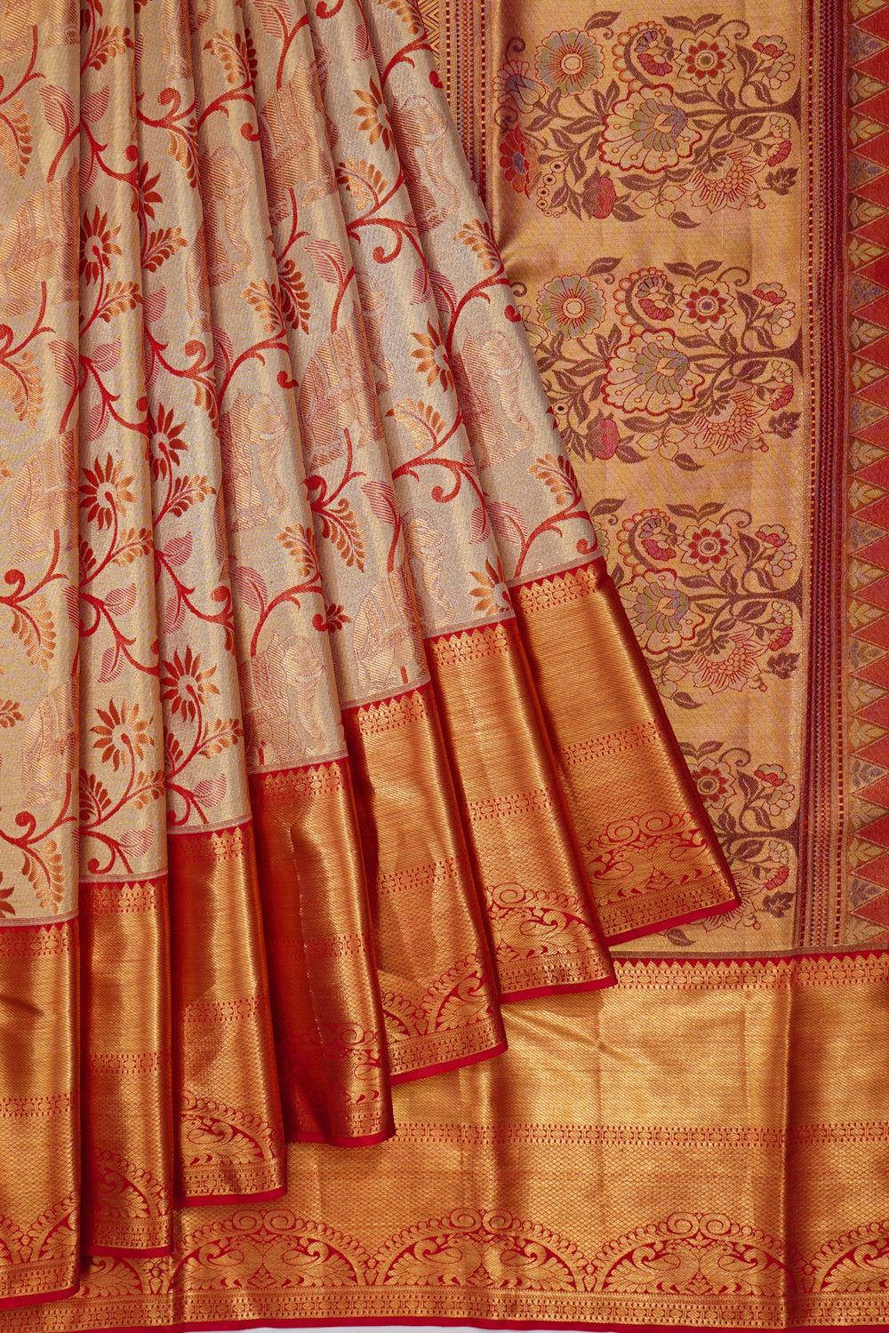 Taranga Kanchi Silk Tissue Brocade Gold Saree