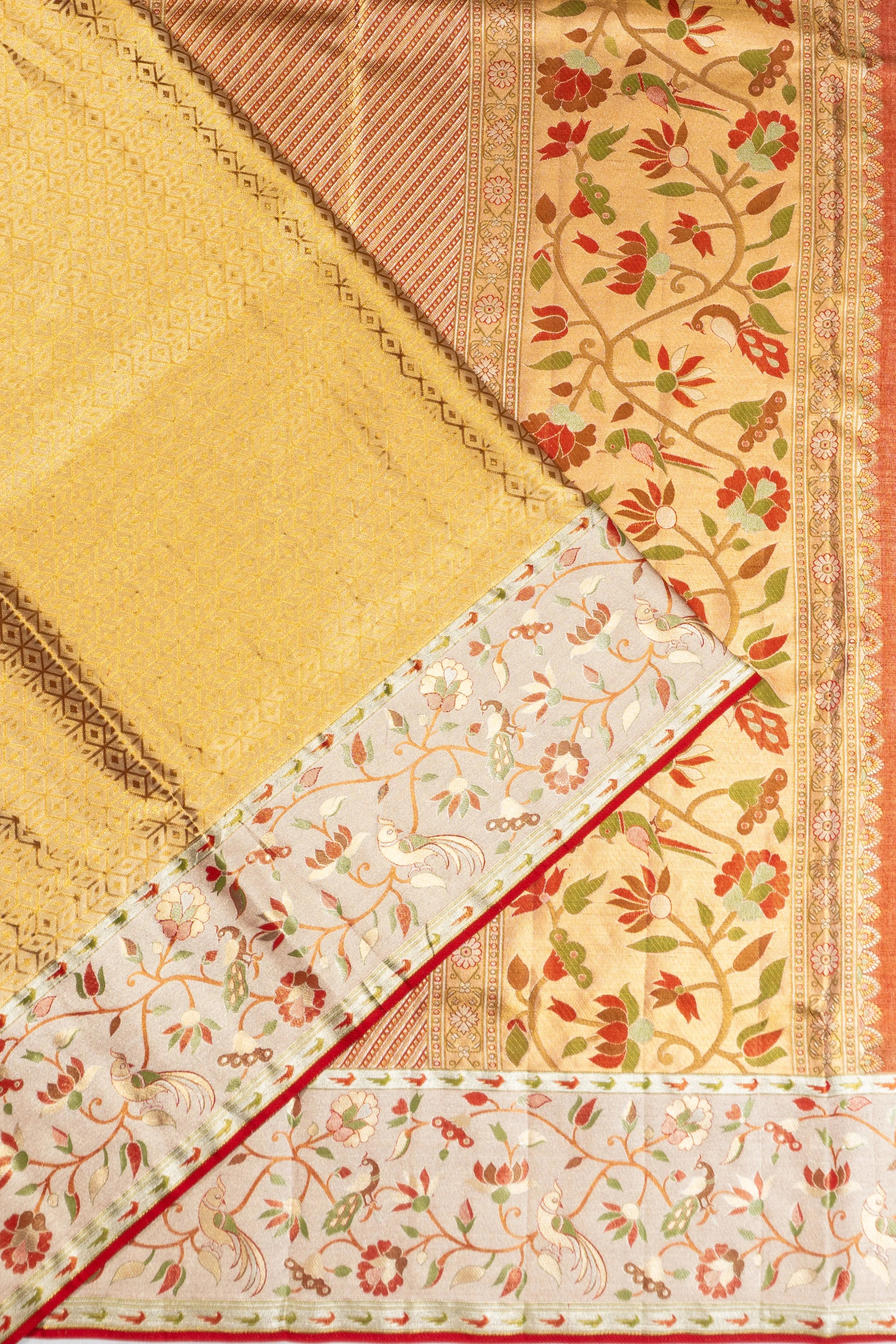 Taranga Kanchi Silk Tissue Brocade Gold Saree