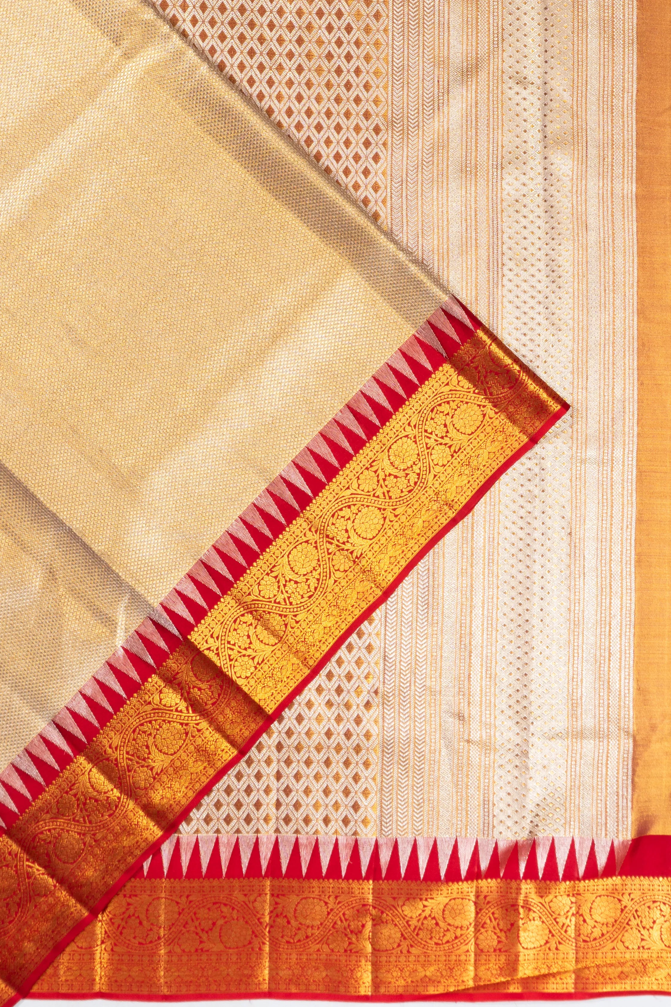 Taranga Kanchi Silk Tissue Brocade Gold Saree