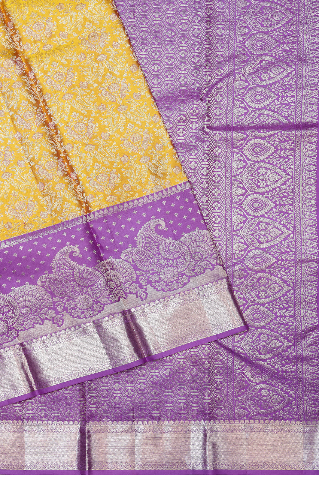 Taranga Kanchi Silk Brocade Yellow Saree