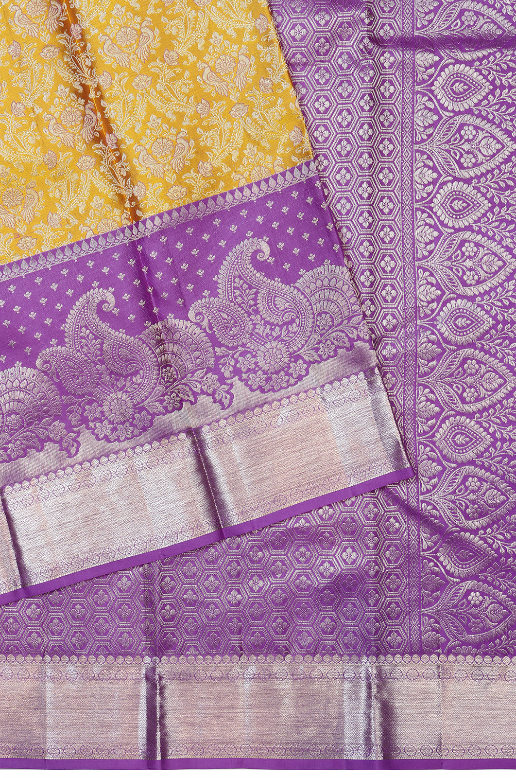 Taranga Kanchi Silk Tissue Brocade Yellow Saree