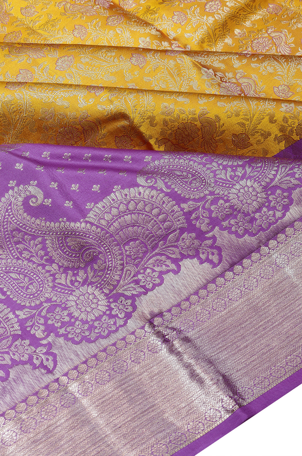 Taranga Kanchi Silk Brocade Yellow Saree