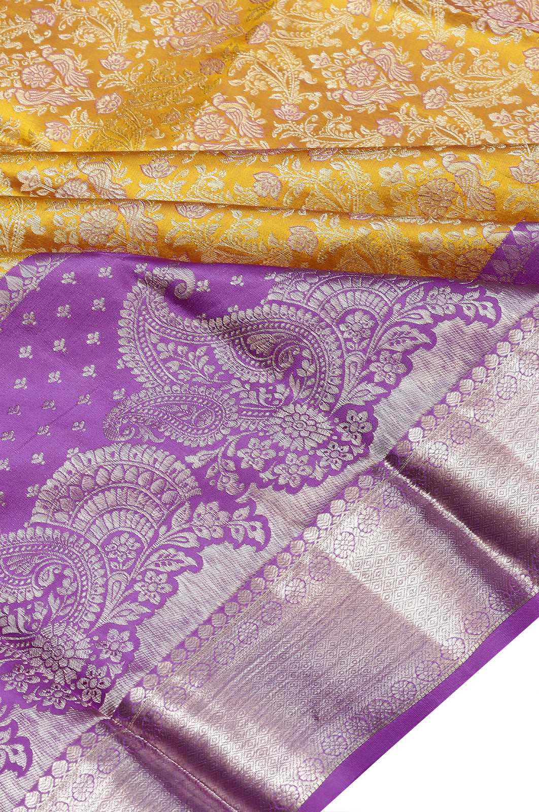 Taranga Kanchi Silk Tissue Brocade Yellow Saree