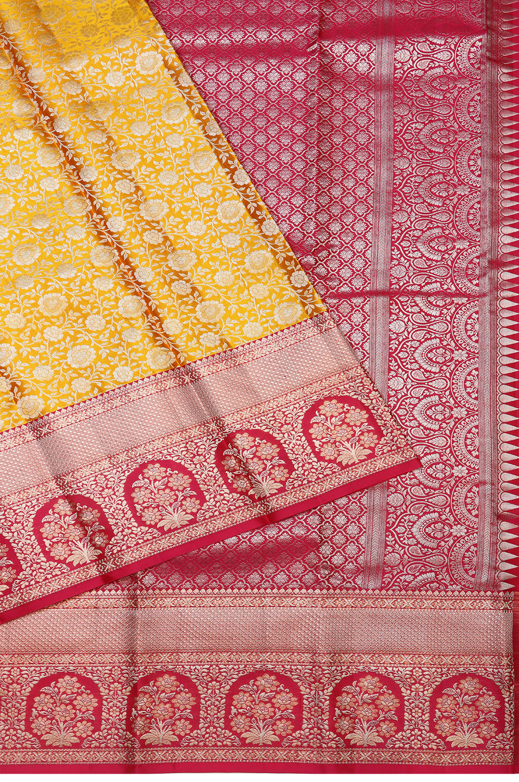 Taranga Kanchi Silk Brocade Yellow Saree