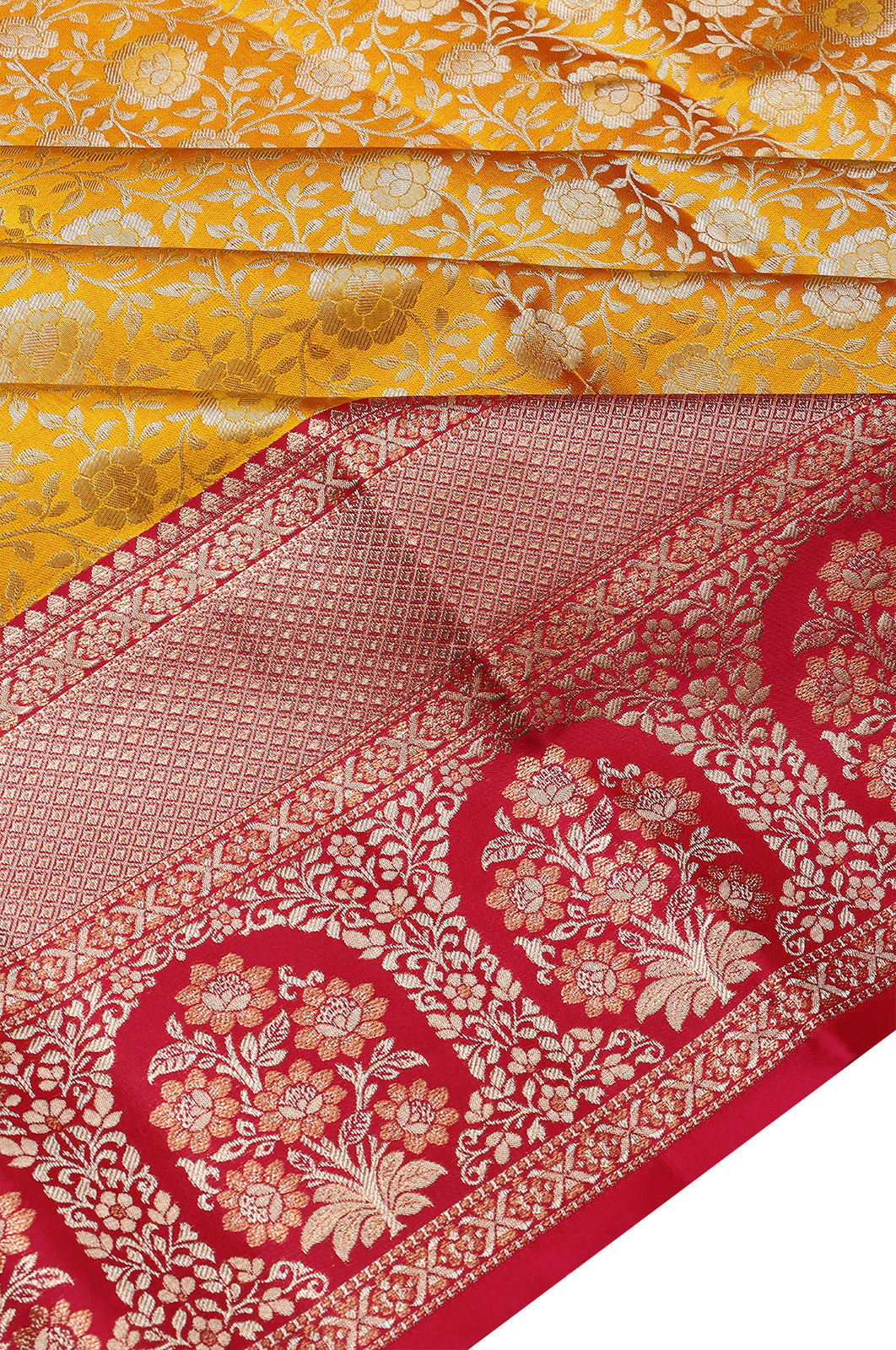 Taranga Kanchi Silk Brocade Yellow Saree