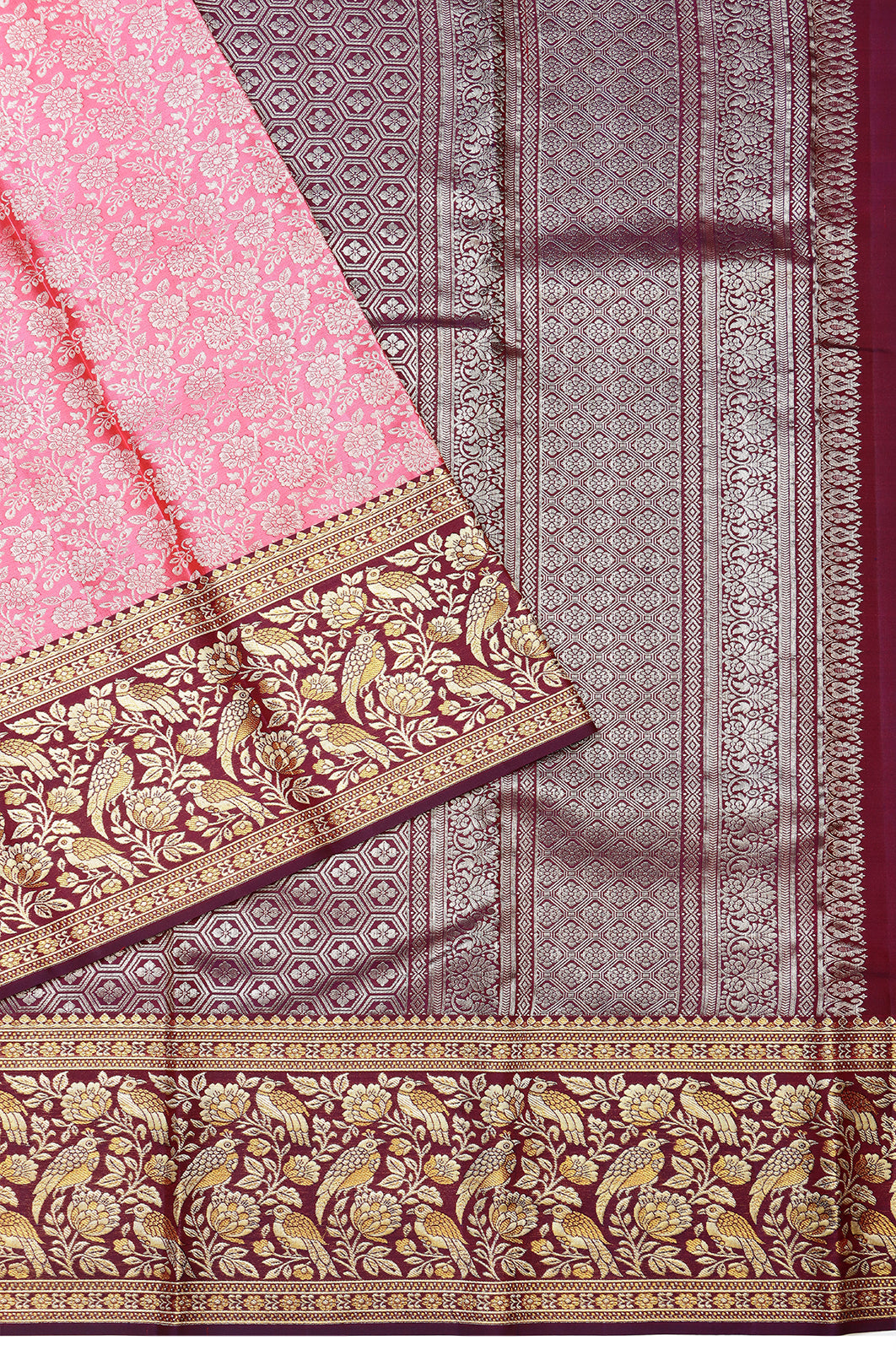 Taranga Kanchi Silk Brocade Pink Saree