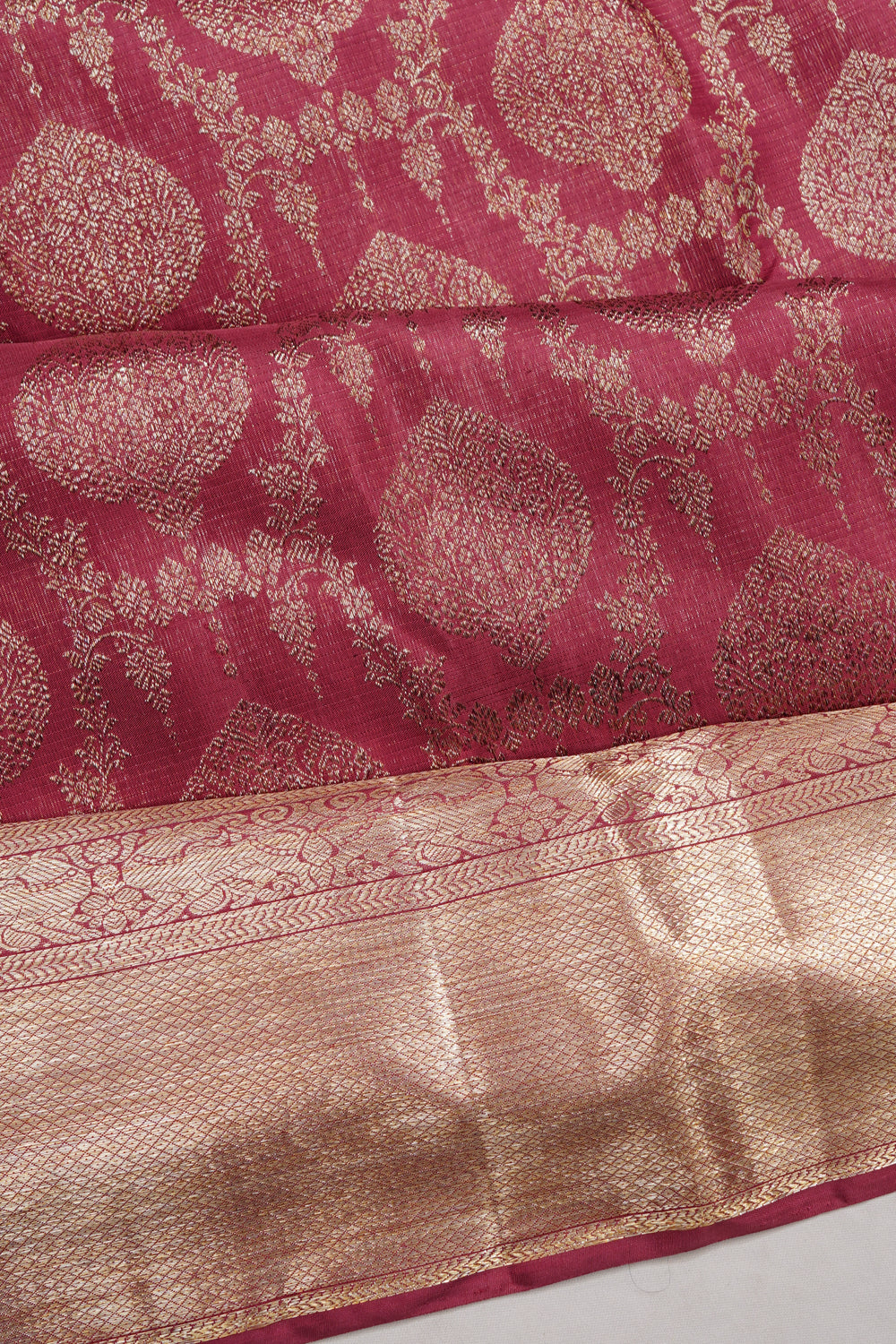 Kanchipuram Silk Tissue Brocade Pink Saree