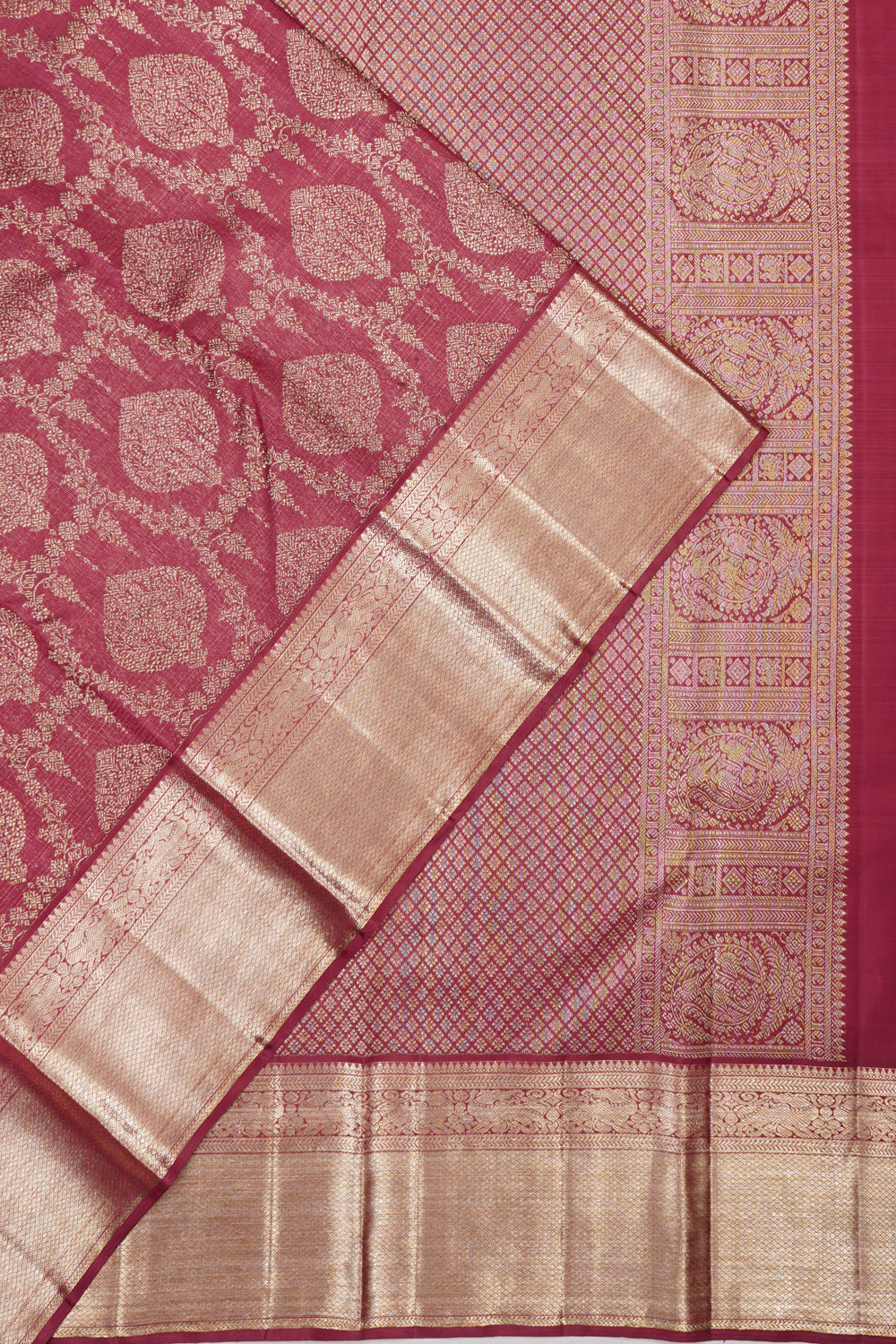 Kanchipuram Silk Tissue Brocade Pink Saree